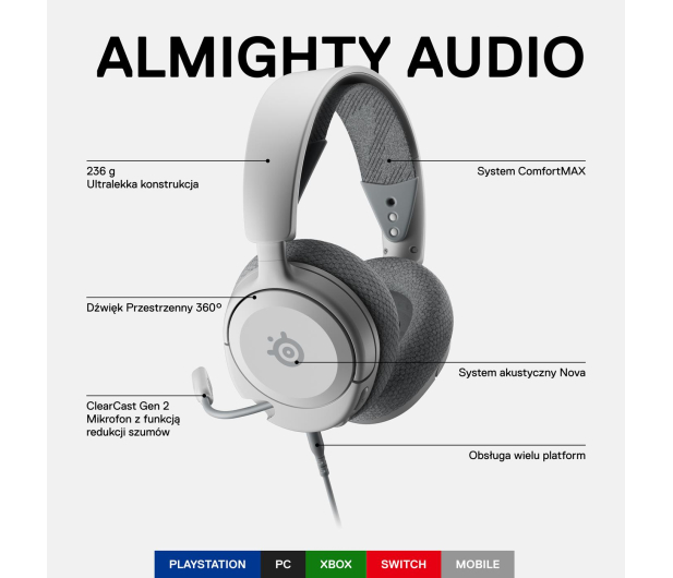 STEELSERIES Arctis Nova 1P (Playstation, białe) 61612 - 1066000 - zdjęcie 3
